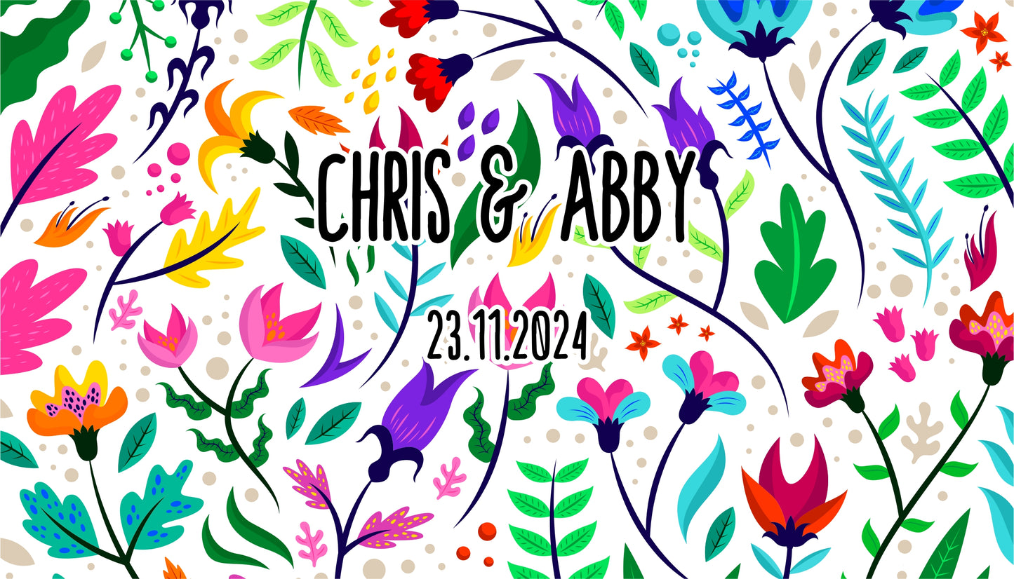 Full Colour Floral Wedding Stubby Holder / Can Cooler
