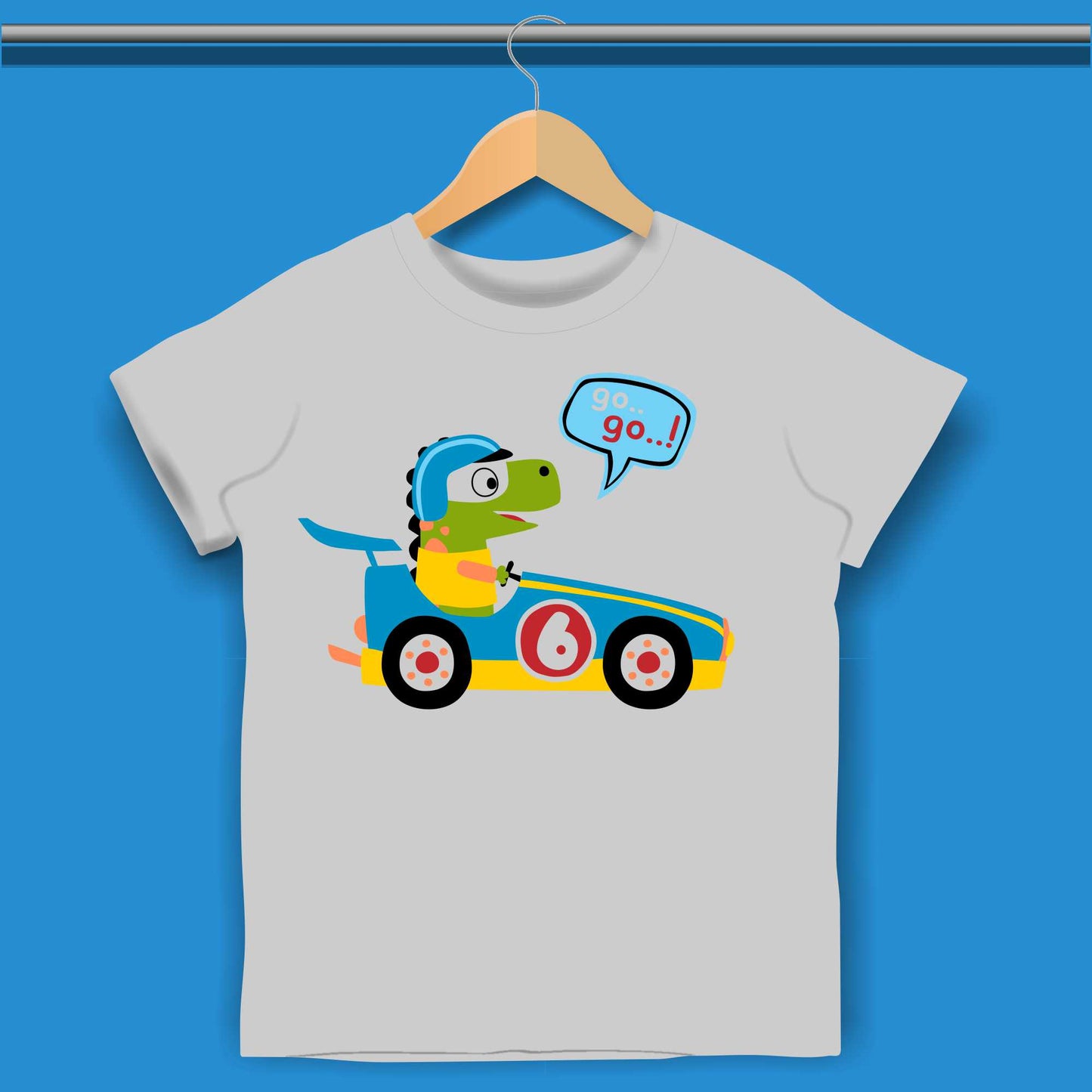 Race car Dinosaur Birthday T-shirt for Boys