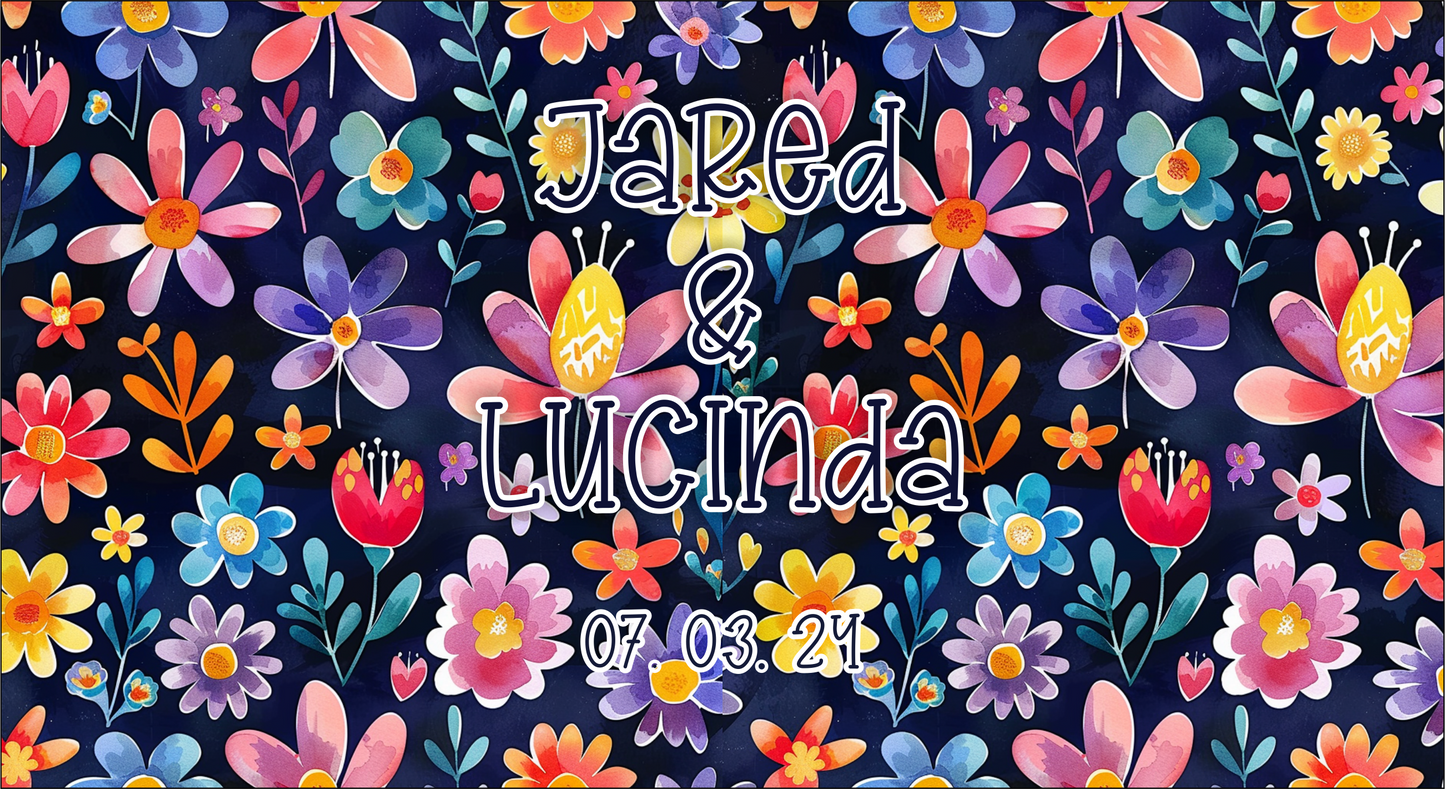 Full Colour Floral Wedding Stubby Holder / Can Cooler