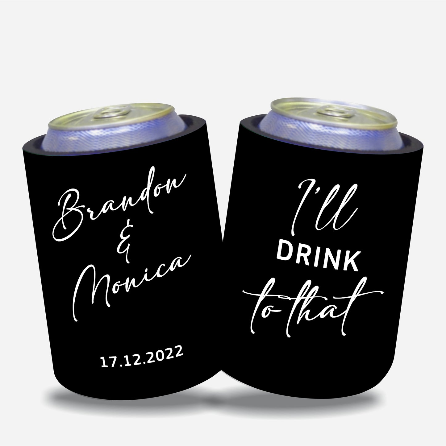 Personalized Wedding Stubby Holders with 11 most popular wedding sayings. Quantity 20 -# 253 - FREE EXPRESS SHIPPING.