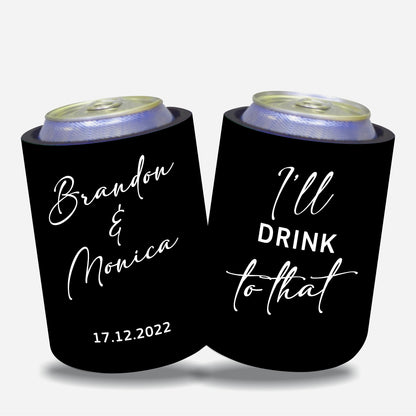 Personalized Wedding Stubby Holders with 11 most popular wedding sayings. Quantity 20 -# 253 - FREE EXPRESS SHIPPING.