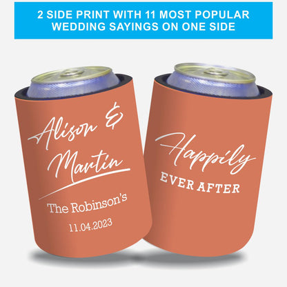 Personalized Wedding Stubby Holders with 11 most popular wedding sayings. Quantity 20 -# 256 - EXPRESS FREE SHIPPING.