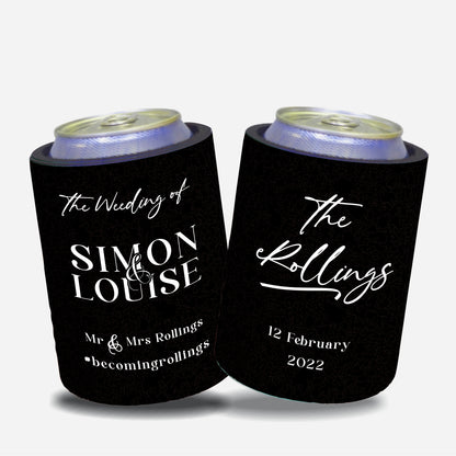 Personalised Wedding Stubby Holders - Quantity 20 - # 110 - FREE EXPRESS SHIPPING.