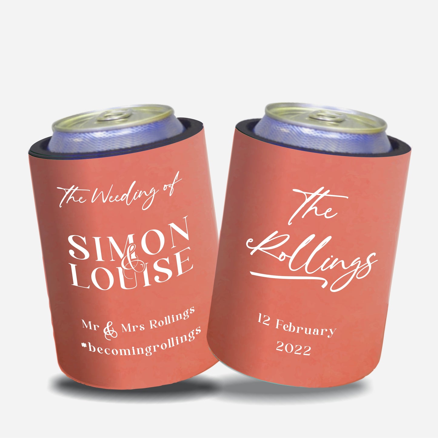 Personalised Wedding Stubby Holders - Quantity 20 - # 110 - FREE EXPRESS SHIPPING.