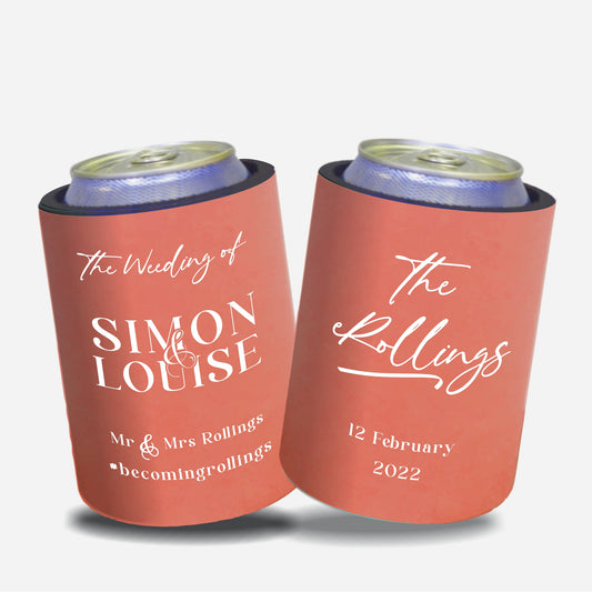 Personalised Wedding Stubby Holders - Quantity 20 - # 110 - FREE EXPRESS SHIPPING.