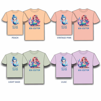 Big Sister, Little Sister Mermaid T-shirt for Girls - #111