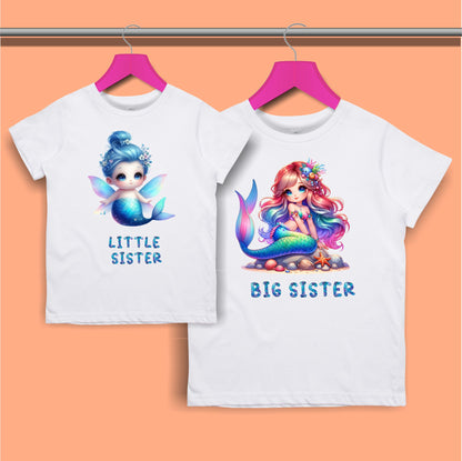 Big Sister, Little Sister Mermaid T-shirt for Girls - #111