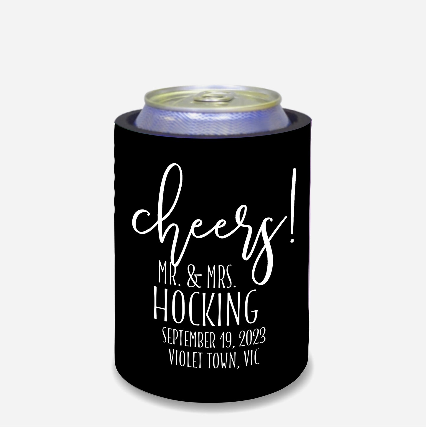 Personalized Wedding Stubby Holders - "Cheers! to Mr and Mrs" Quantity 20 - #113 - FREE EXPRESS SHIPPING.