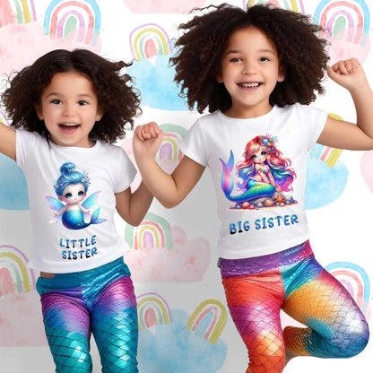 Big Sister, Little Sister Mermaid T-shirt for Girls - #111