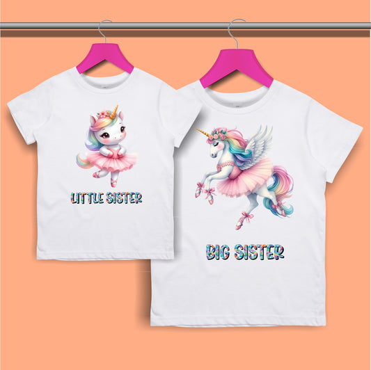 Unicorn Big Sister, Little Sister T-shirt for Girls