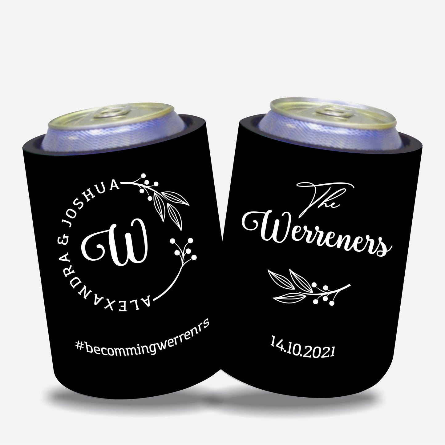 Personalized Wedding Stubby Holders.- Quantity 20 - #13 - FREE EXPRESS SHIPPING.