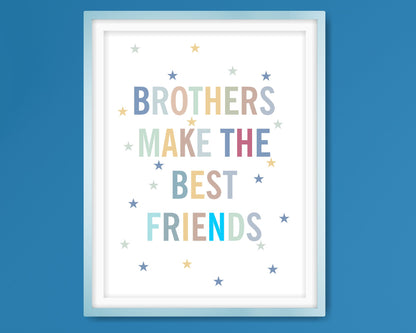 Personalized Wall Art Prints For Boys Room. Brothers make the best friends set of three prints. Size A4 #154