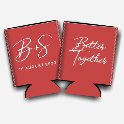 Better together. Personalized Flat-Pack Collapsible Wedding Stubby Holders / Can Cooler. Wedding Favors. - Quantity of 20 - Design #154 - FREE SHIPPING