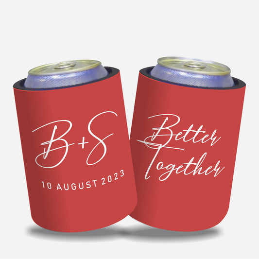 Personalized Wedding Gift Stubby Holders - Better together. Quantity 20 - #154 - FREE EXPRESS SHIPPING.