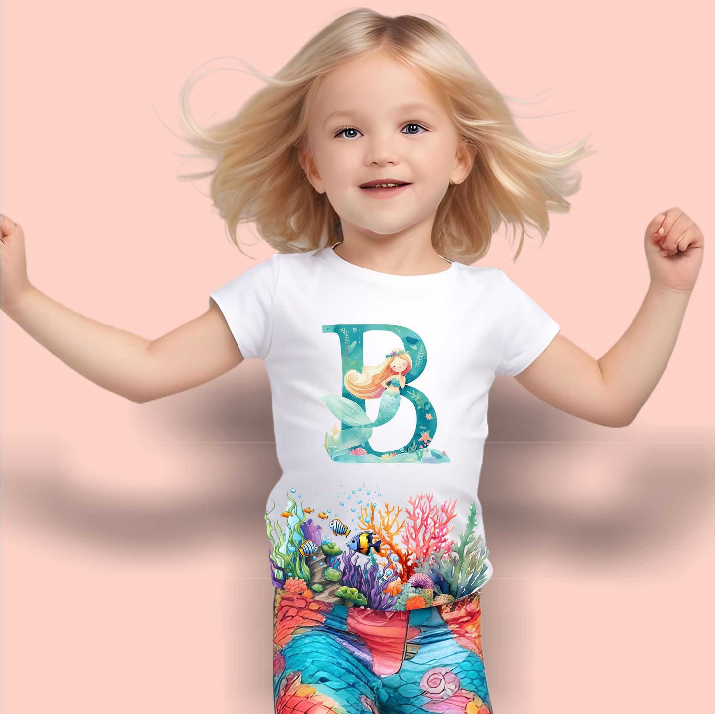 Personalised Girl's Tishrs - Mermaid - Monogram