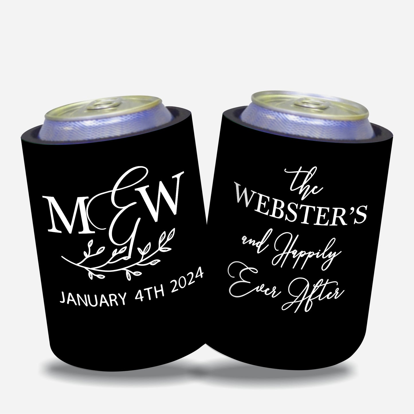 Personalized Wedding Stubby Holders. - And happily ever after. Quantity 20 - #163 - FREE EXPRESS SHIPPING.