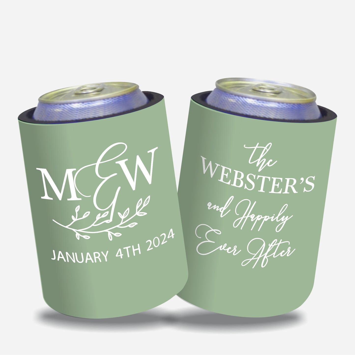 Personalized Wedding Stubby Holders. - And happily ever after. Quantity 20 - #163 - FREE EXPRESS SHIPPING.