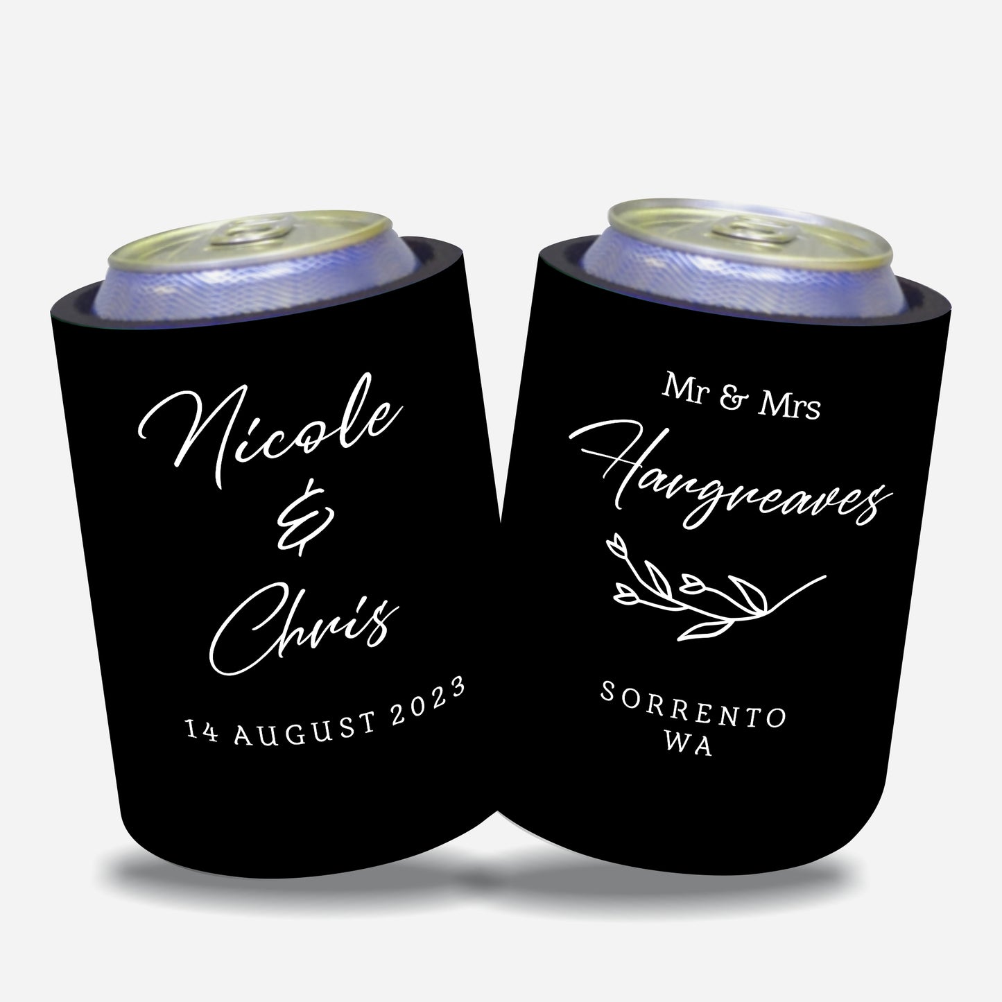 Personalized Wedding Stubby Holders. - Quantity 20 - $187 - FREE EXPRESS SHIPPING