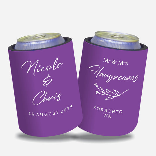 Personalized Wedding Stubby Holders. - Quantity 20 - $187 - FREE EXPRESS SHIPPING