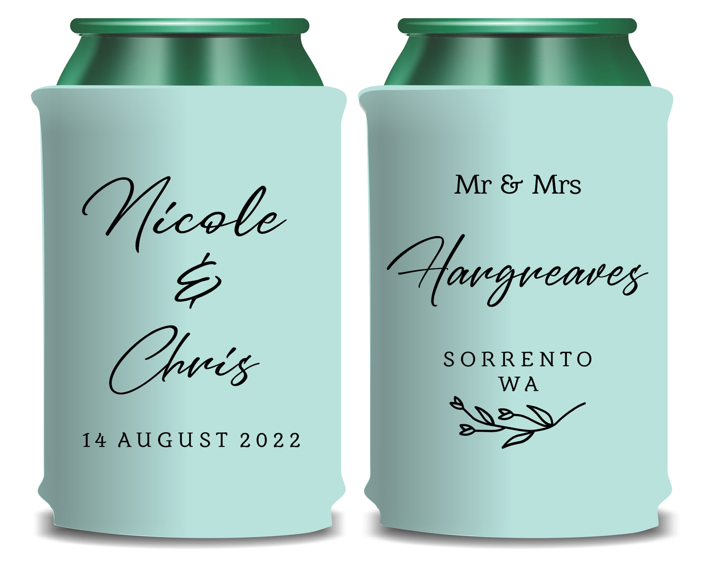 Flat-Pack Collapsible Wedding Stubby Holder / Can Cooler - Wedding Favors - Quantity of 20 - #260