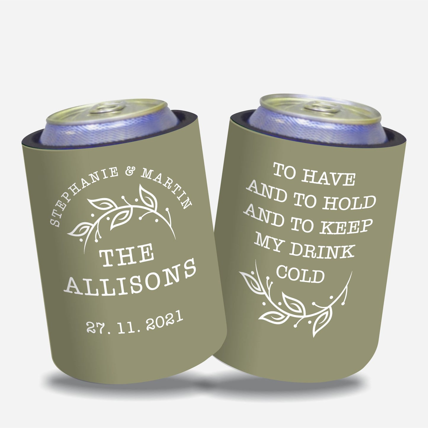 Personalized Wedding Gift Stubby Holder. To have and to hold and to keep my drink cold.  #191 - Quantity 20 -  FREE SHIPPING.