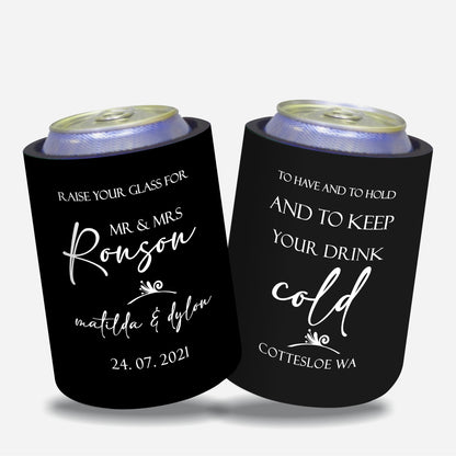 Personalized Wedding Stubby Holders - To have and to hold and to keep your drink cold. Quantity 20 - #194 - FREE EXPRESS SHIPPING.