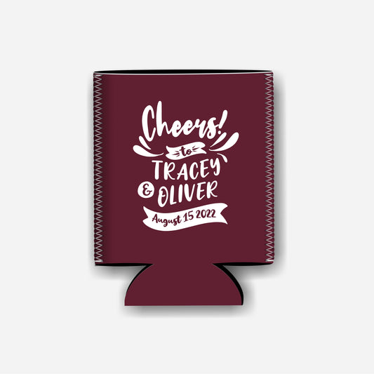 Cheers. Personalized Flat-Pack Collapsible Wedding Stubby Holder / Can Cooler. Wedding Favors. - Quantity of 20 - Design #100 - 9 - FREE SHIPPING