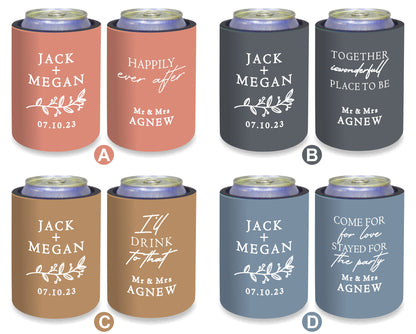 Personalized Wedding Stubby Holders - Quantity 20 - #242 - FREE EXPRESS SHIPPING.