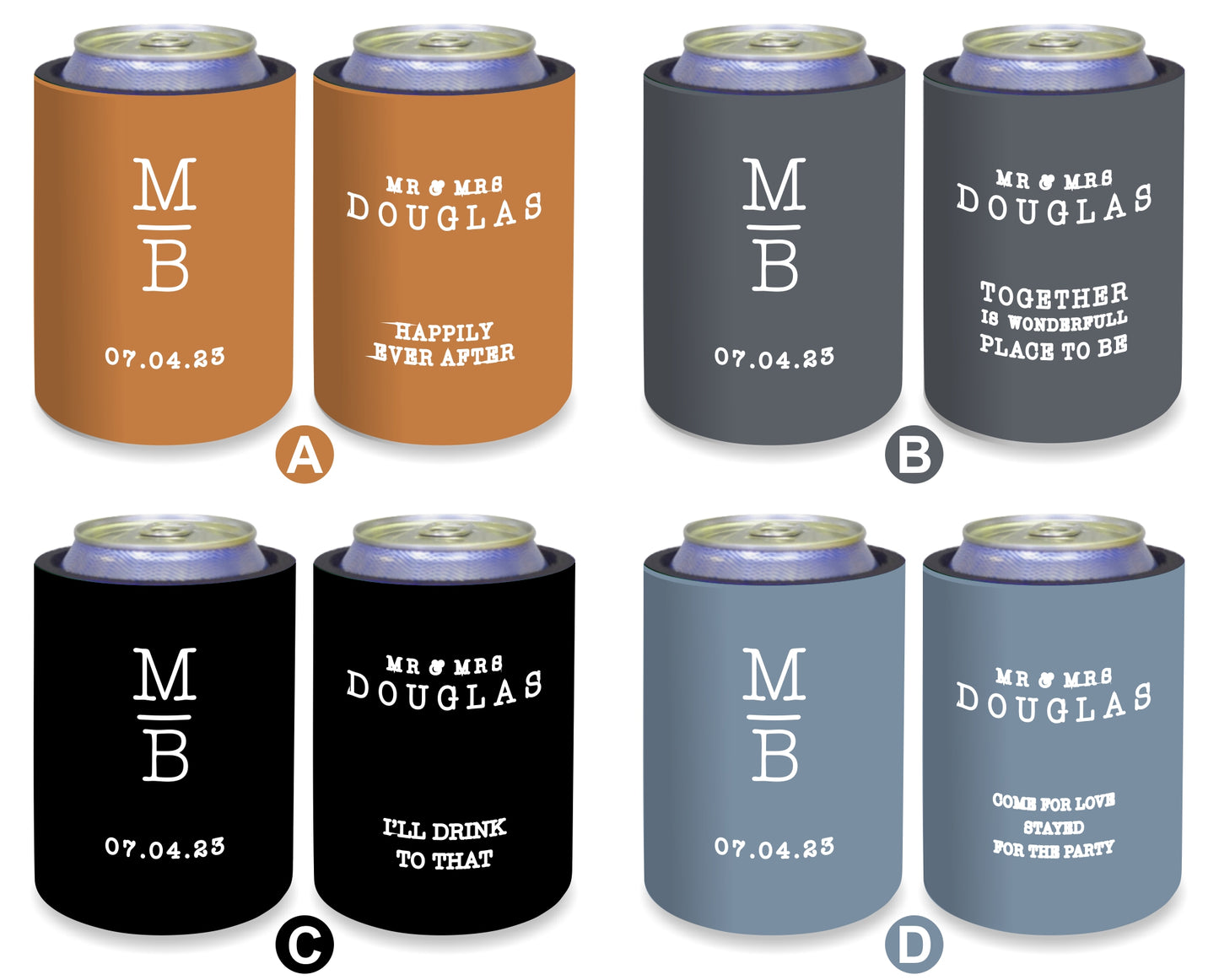 Personalized Wedding Stubby Holders 