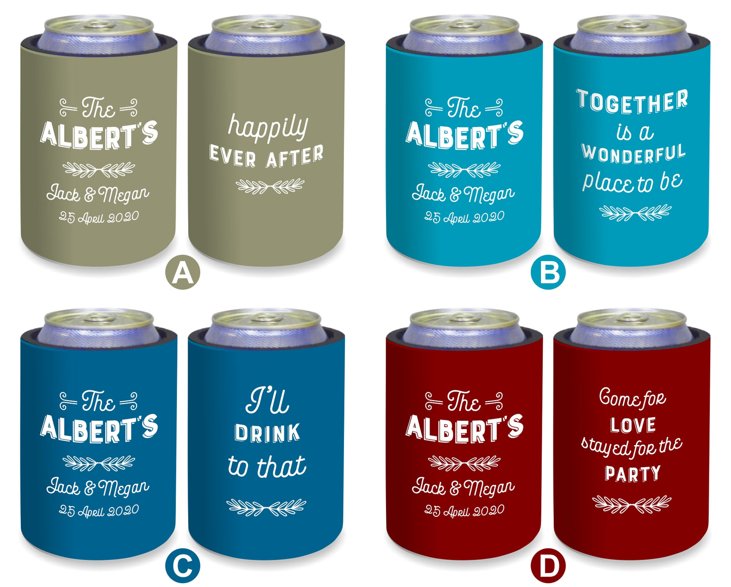 Personalized Wedding Stubby Holders 