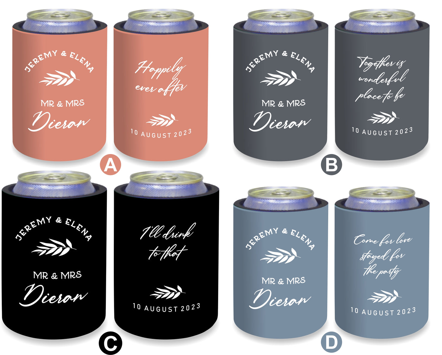 Personalized Wedding Stubby Holders