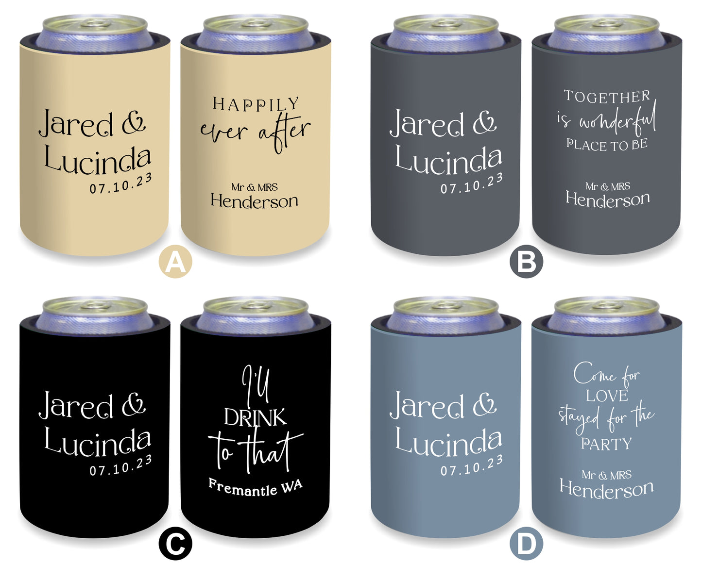 Personalized Wedding Stubby Holders 