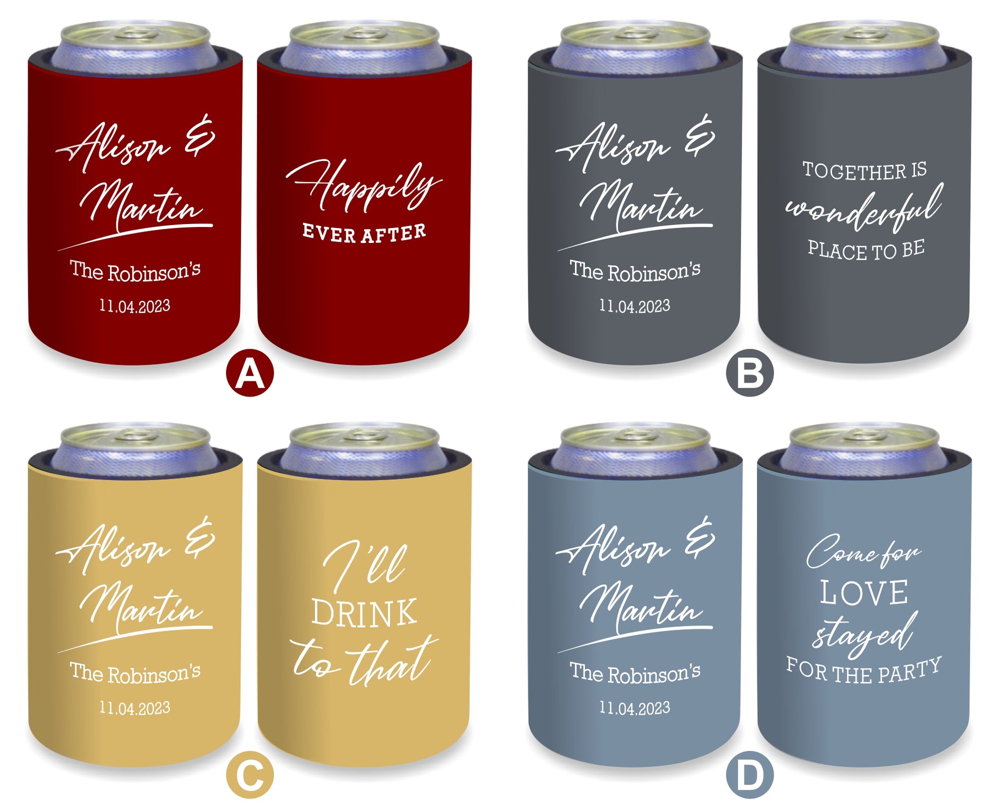 Personalized Wedding Stubby Holders