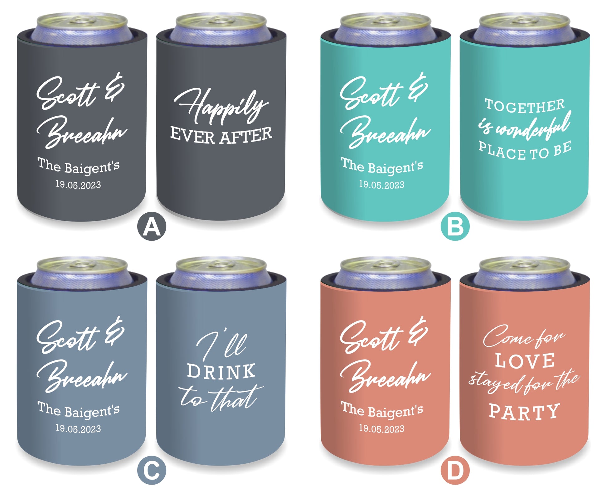 Personalized Wedding Stubby Holders 