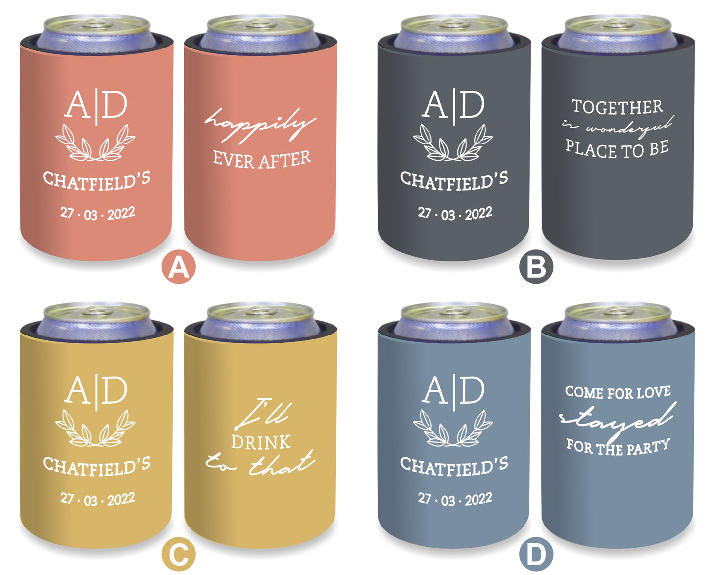 Personalized Wedding Stubby Holders 