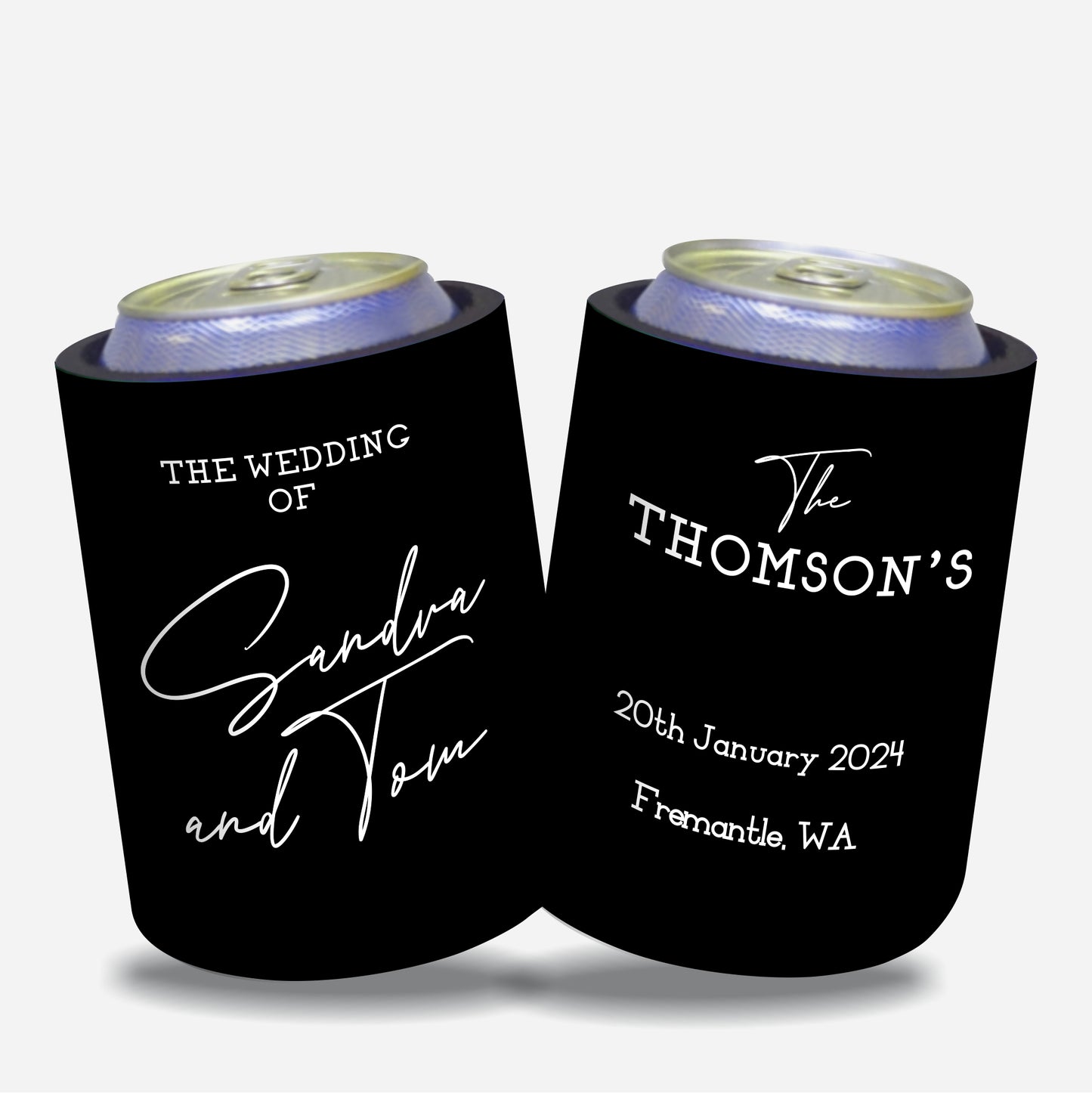 Personalized Wedding Stubby Holders - Quantity 20 - #70 - FREE EXPRESS SHIPPING.