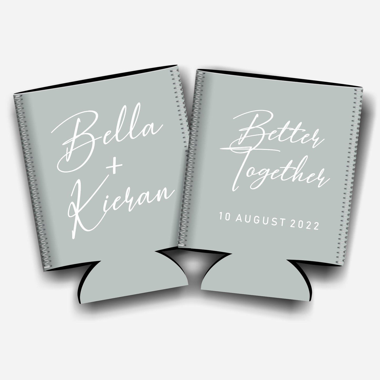 Better Together. Personalized Flat-Pack Collapsible Wedding Stubby Holders / Can Cooler.Wedding Favors. - Quantity of 20 - Design #1 - FREE SHIPPING