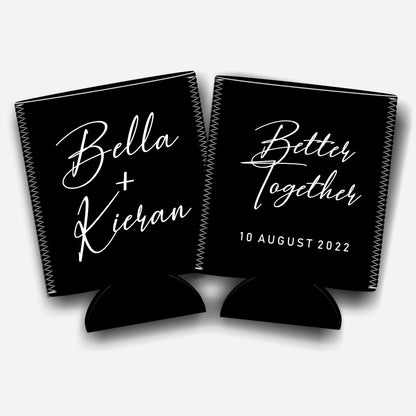 Better Together. Personalized Flat-Pack Collapsible Wedding Stubby Holders / Can Cooler.Wedding Favors. - Quantity of 20 - Design #1 - FREE SHIPPING