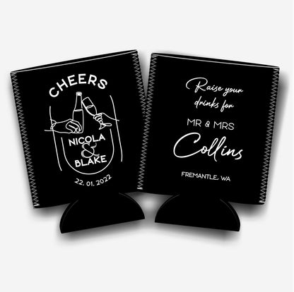 Colapsible flat-pack stubby holders wedding