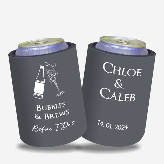 Quantity 10 - Personalised Stubby Holders - Wedding - Bubbles and brews before I do's - #201 - FREE SHIPPING