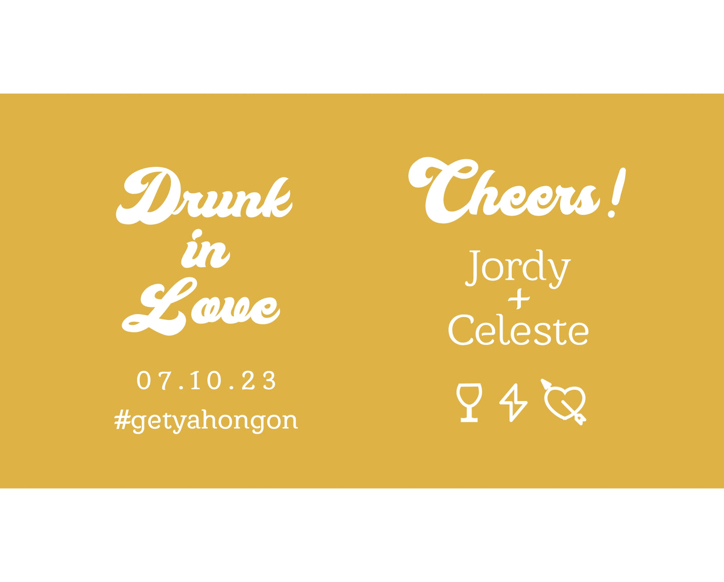 Wedding Gift Stubby Holder. Drunk in Love. Cheers! Retro design.