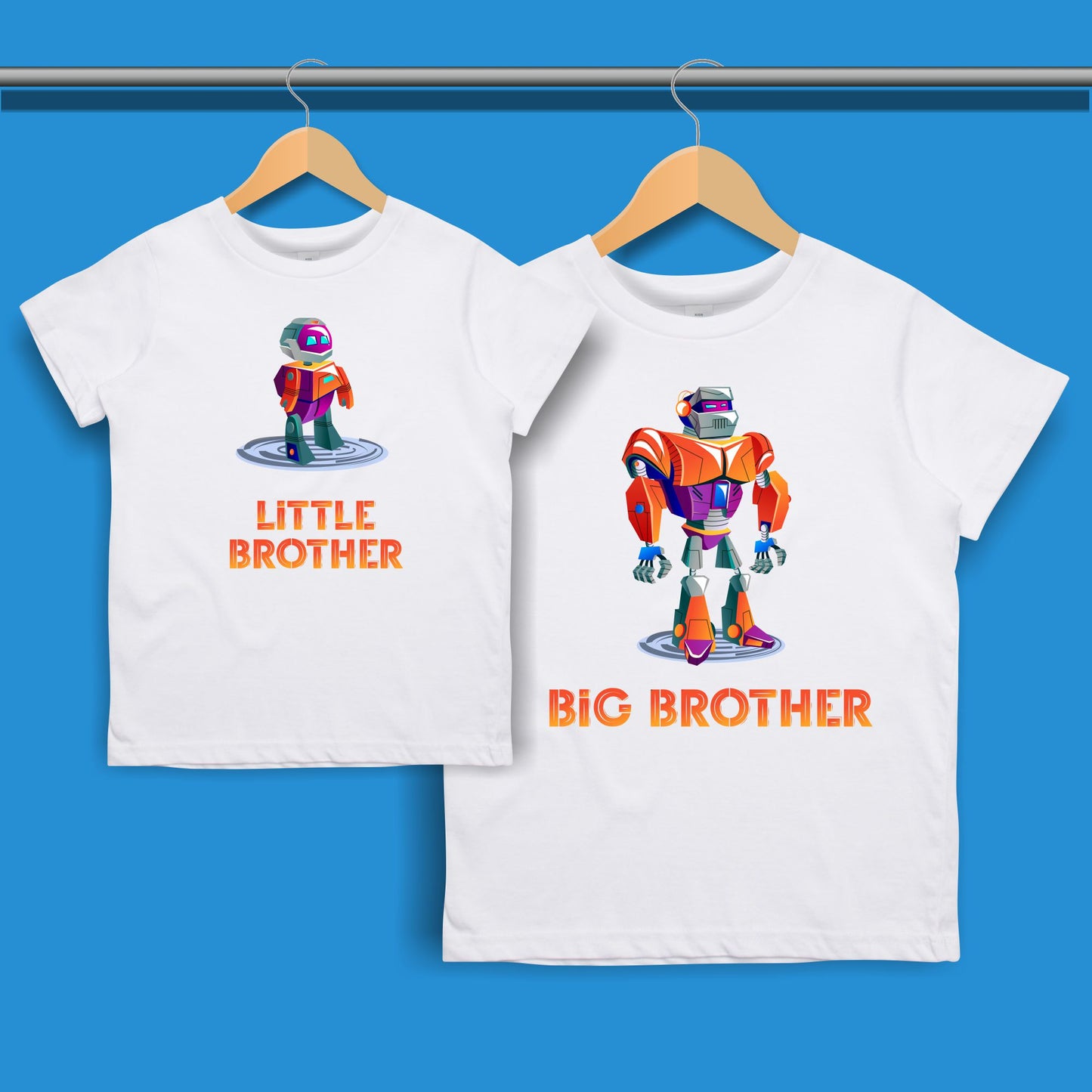 Robot Big Brother Little Brother T-shirt for Boys