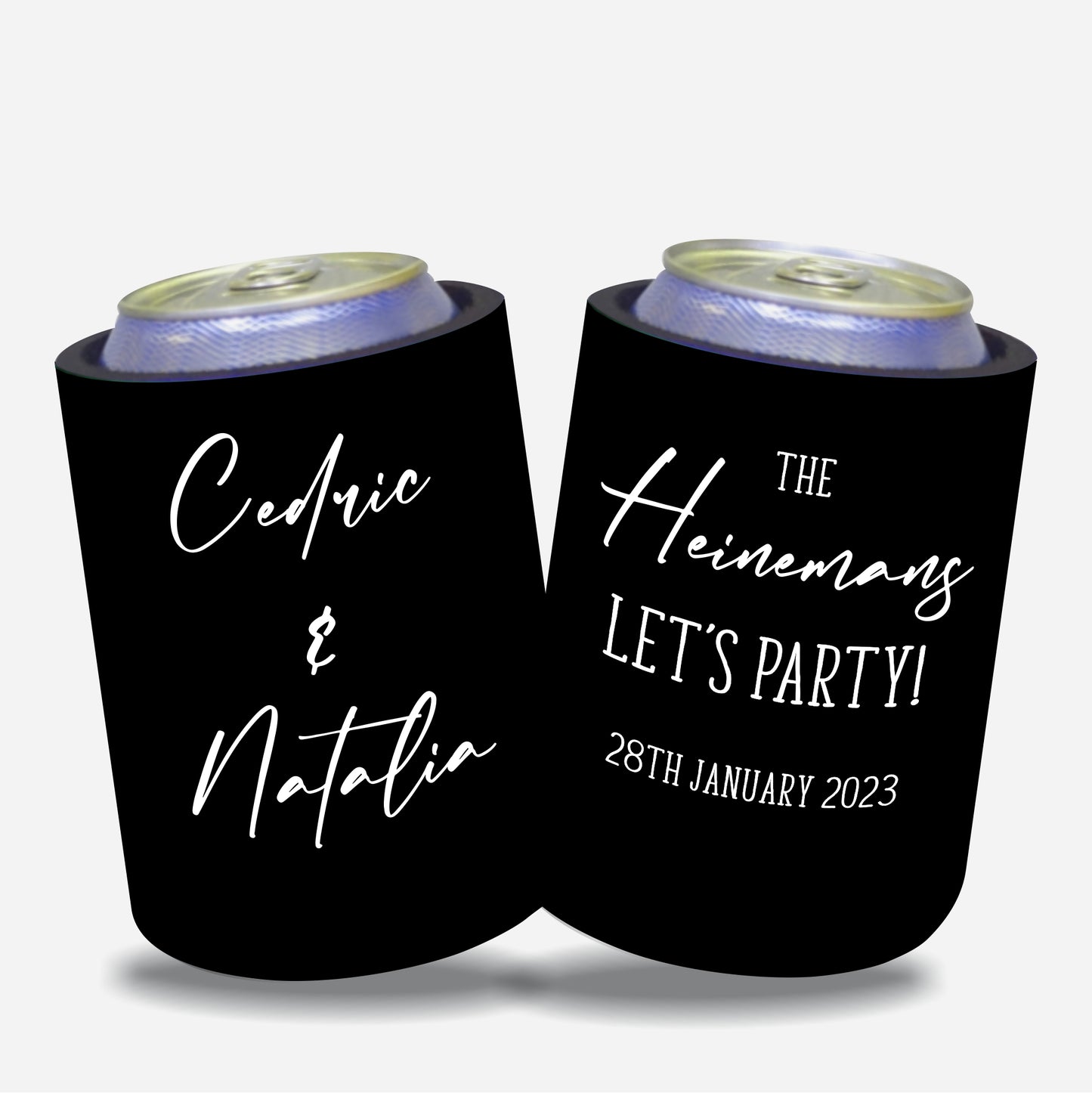 Personalized Wedding Stubby Holders - Let's Party. Quantity 20 - #216 - FREE EXPRESS SHIPPING.