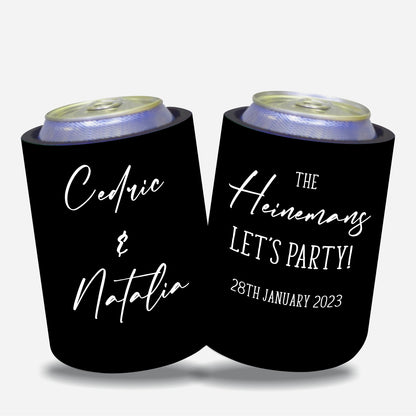 Personalized Wedding Stubby Holders - Let's Party. Quantity 20 - #216 - FREE EXPRESS SHIPPING.