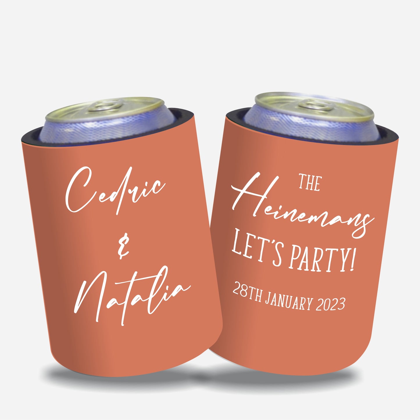 Personalized Wedding Stubby Holders - Let's Party. Quantity 20 - #216 - FREE EXPRESS SHIPPING.