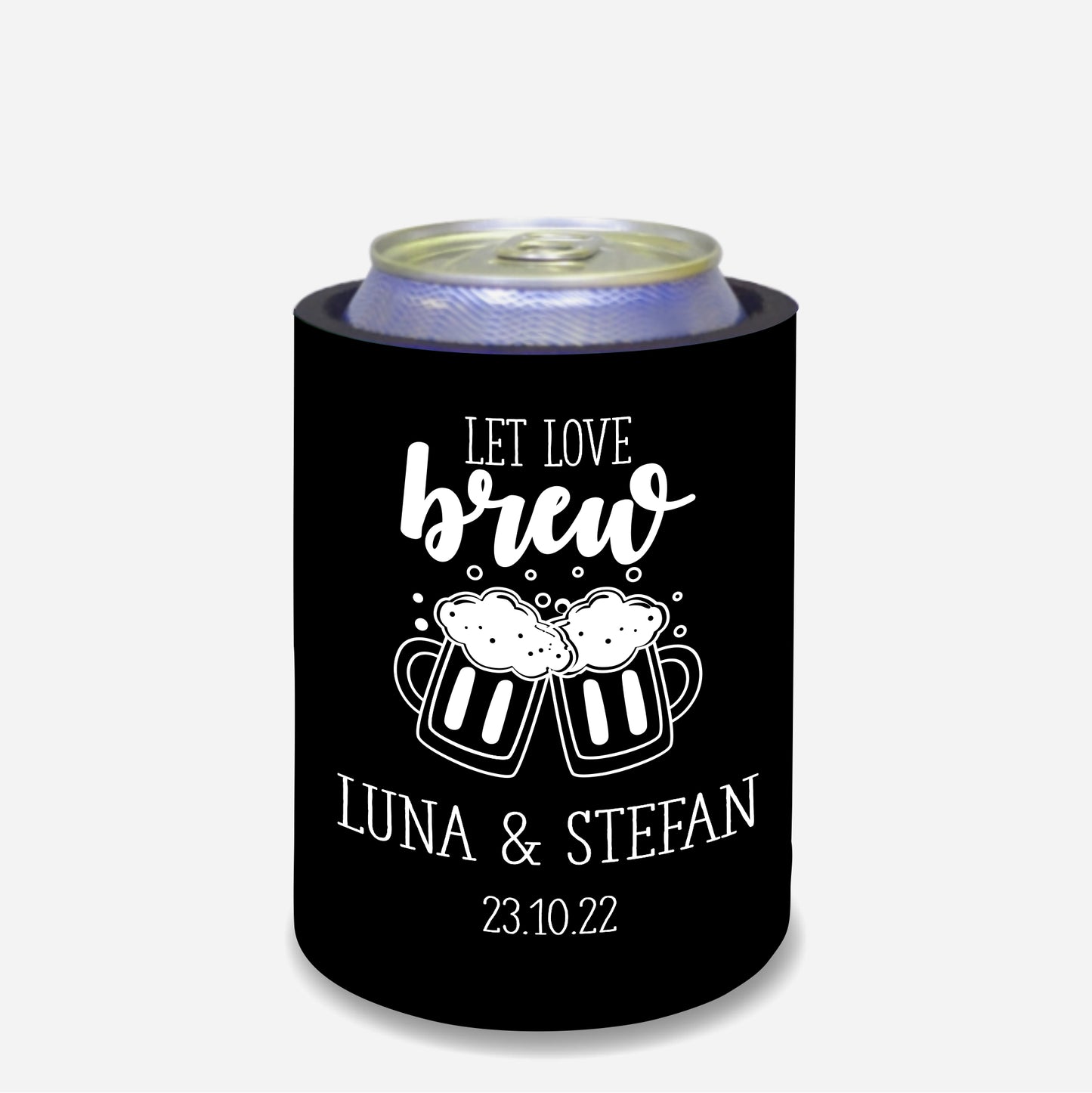 Personalized Wedding Stubby Holders. - Let Love Brew. Quantity 20 - #217 - FREE EXPRESS SHIPPING