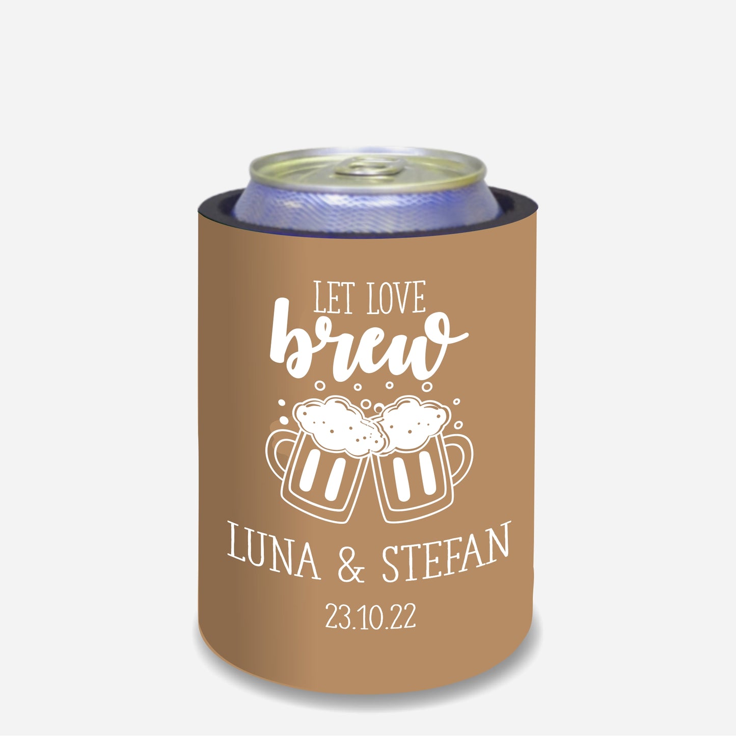 Personalized Wedding Stubby Holders. - Let Love Brew. Quantity 20 - #217 - FREE EXPRESS SHIPPING