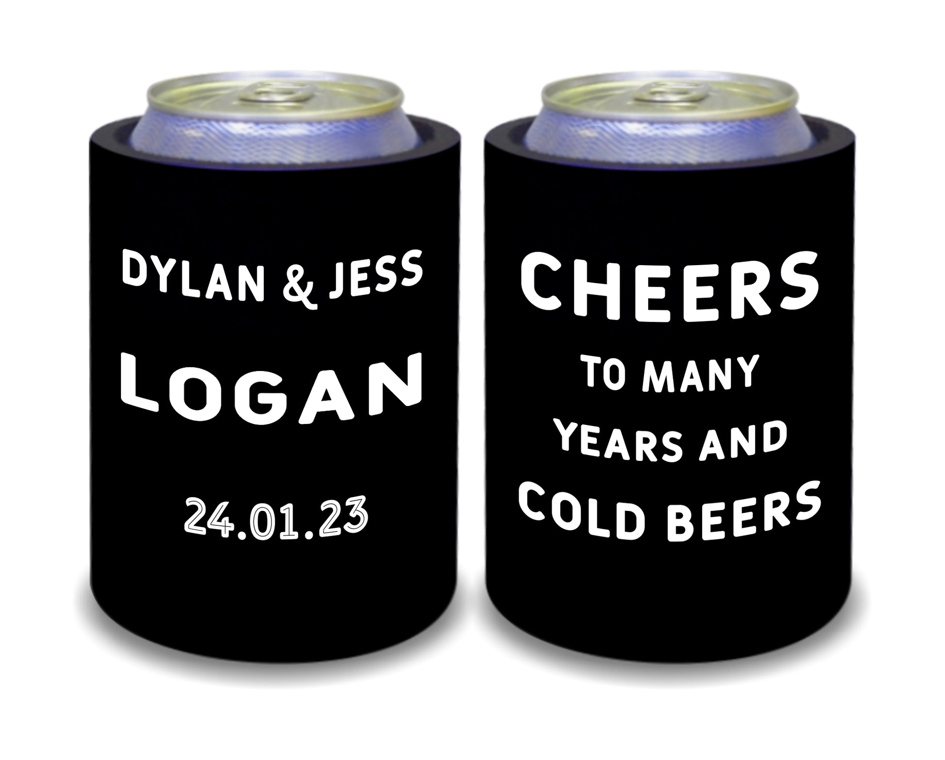 Personalized Wedding Stubby Holders. - Cheers to many years and cold beers. 