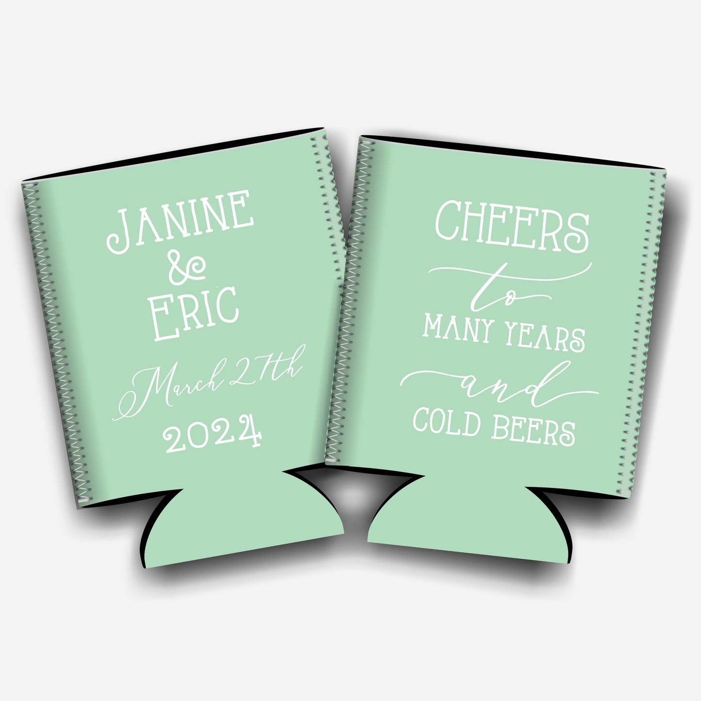 Personalized Flat-Pack Collapsible Wedding Stubby Holder / Can Cooler. Wedding Favors. Wedding Favors - Quantity of 20 - Design #21 - FREE SHIPPING