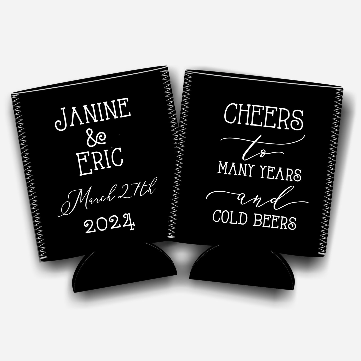 Personalized Flat-Pack Collapsible Wedding Stubby Holder / Can Cooler. Wedding Favors. Wedding Favors - Quantity of 20 - Design #21 - FREE SHIPPING